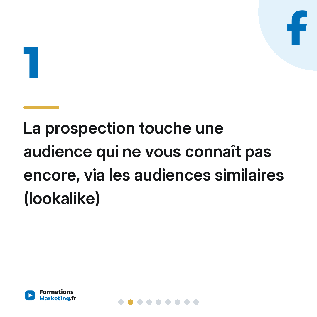 La prospection touche une audience qui ne vous connaît pas encore, via les audiences similaires (lookalike)