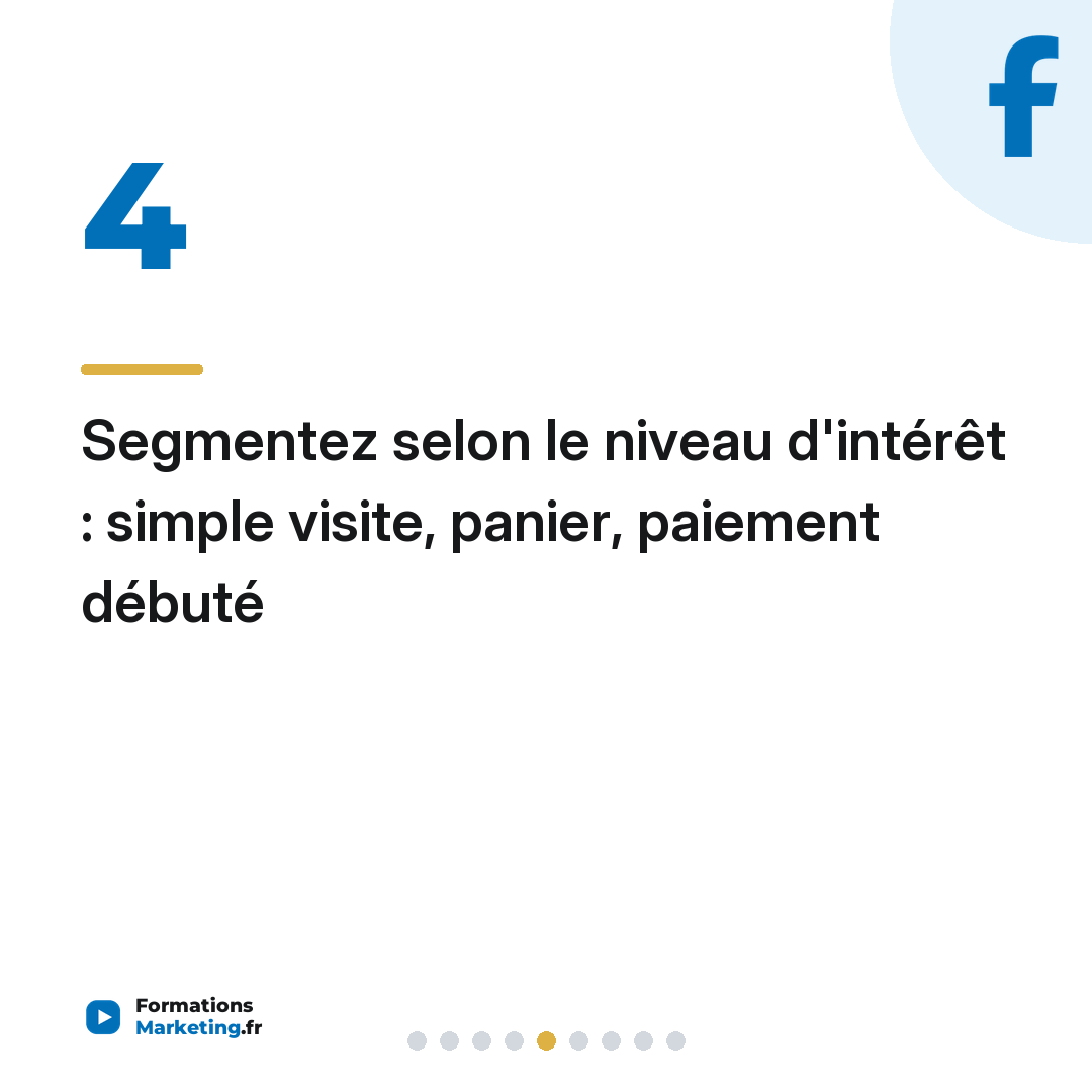 Segmentez selon le niveau d'intérêt : simple visite, panier, paiement débuté