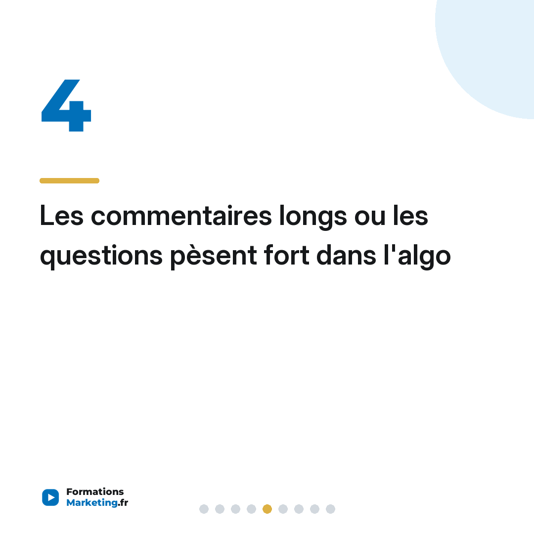 Les commentaires longs ou les questions pèsent fort dans l'algo