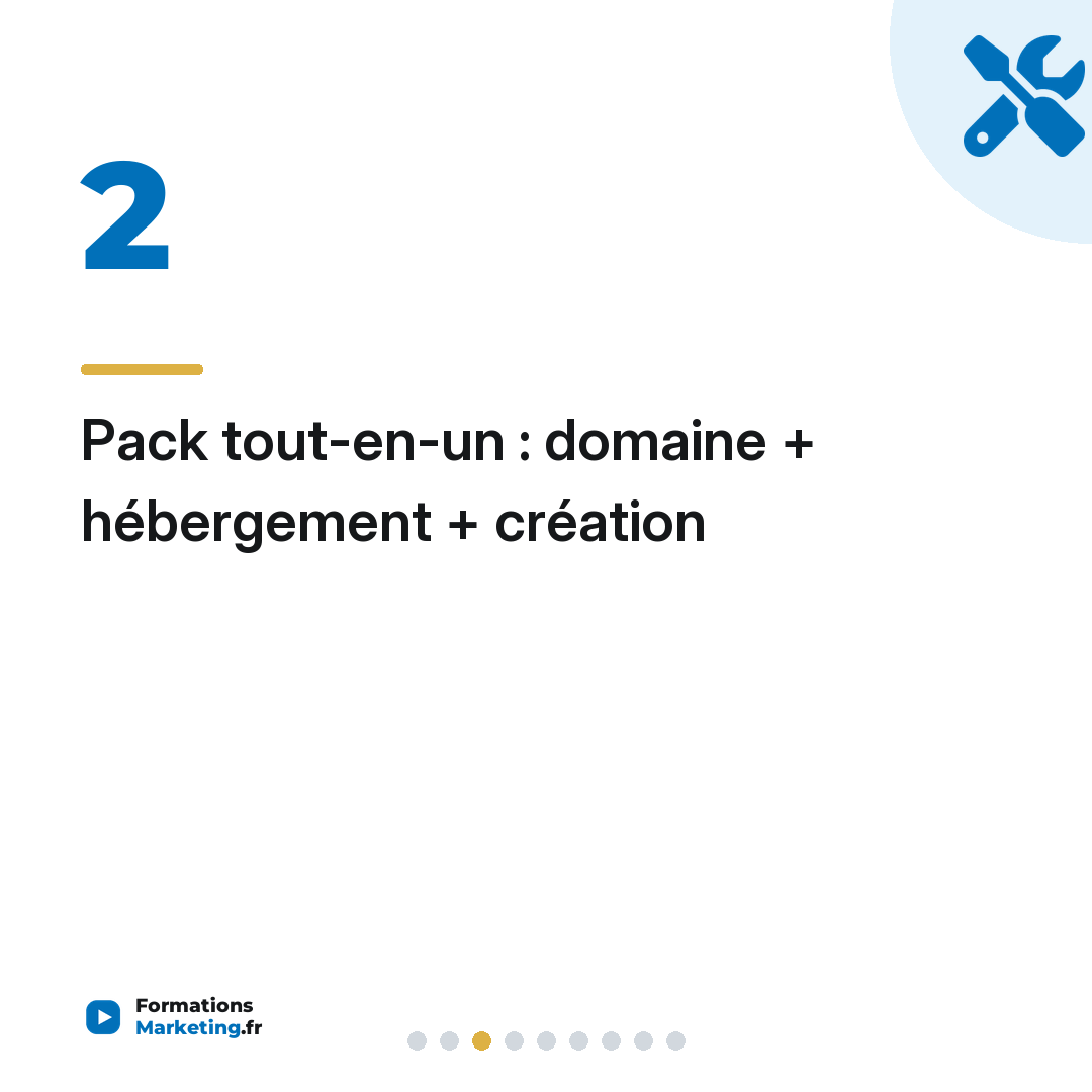 Pack tout-en-un : domaine + hébergement + création