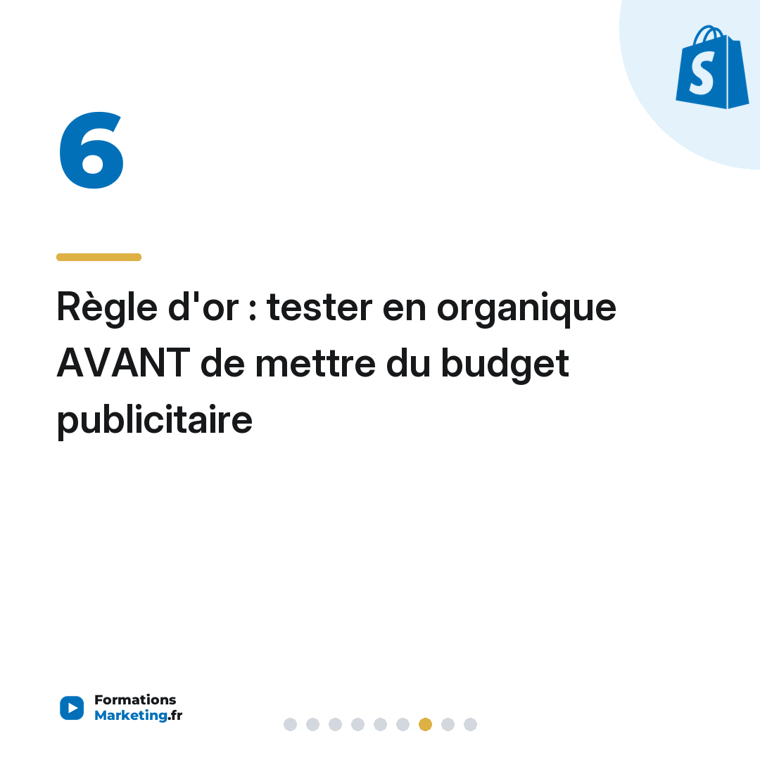 Règle d'or : tester en organique AVANT de mettre du budget publicitaire