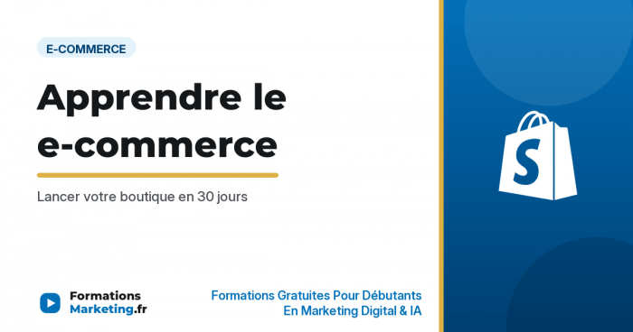 apprendre e commerce gratuitement vignette Apprendre le e-commerce gratuitement : boutique lancée en 30 jours - formationsmarketing.fr