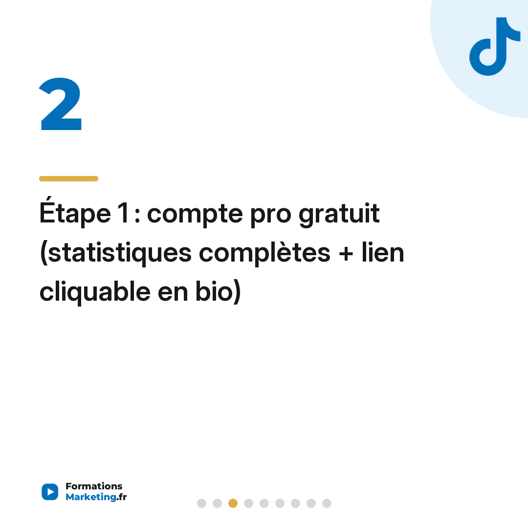 Étape 1 : compte pro gratuit (statistiques complètes + lien cliquable en bio)