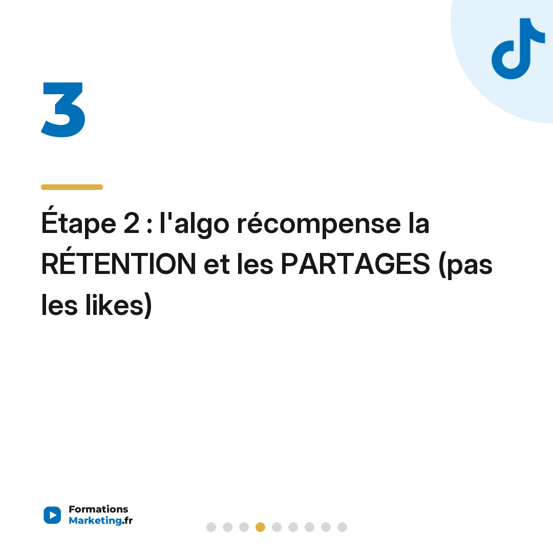 Étape 2 : l'algo récompense la RÉTENTION et les PARTAGES (pas les likes)