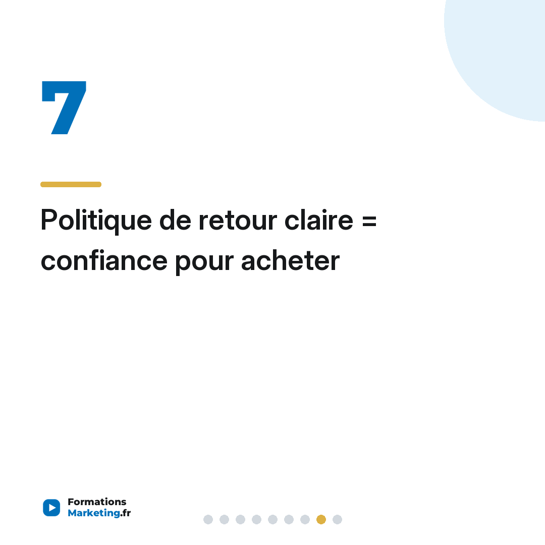 Politique de retour claire = confiance pour acheter