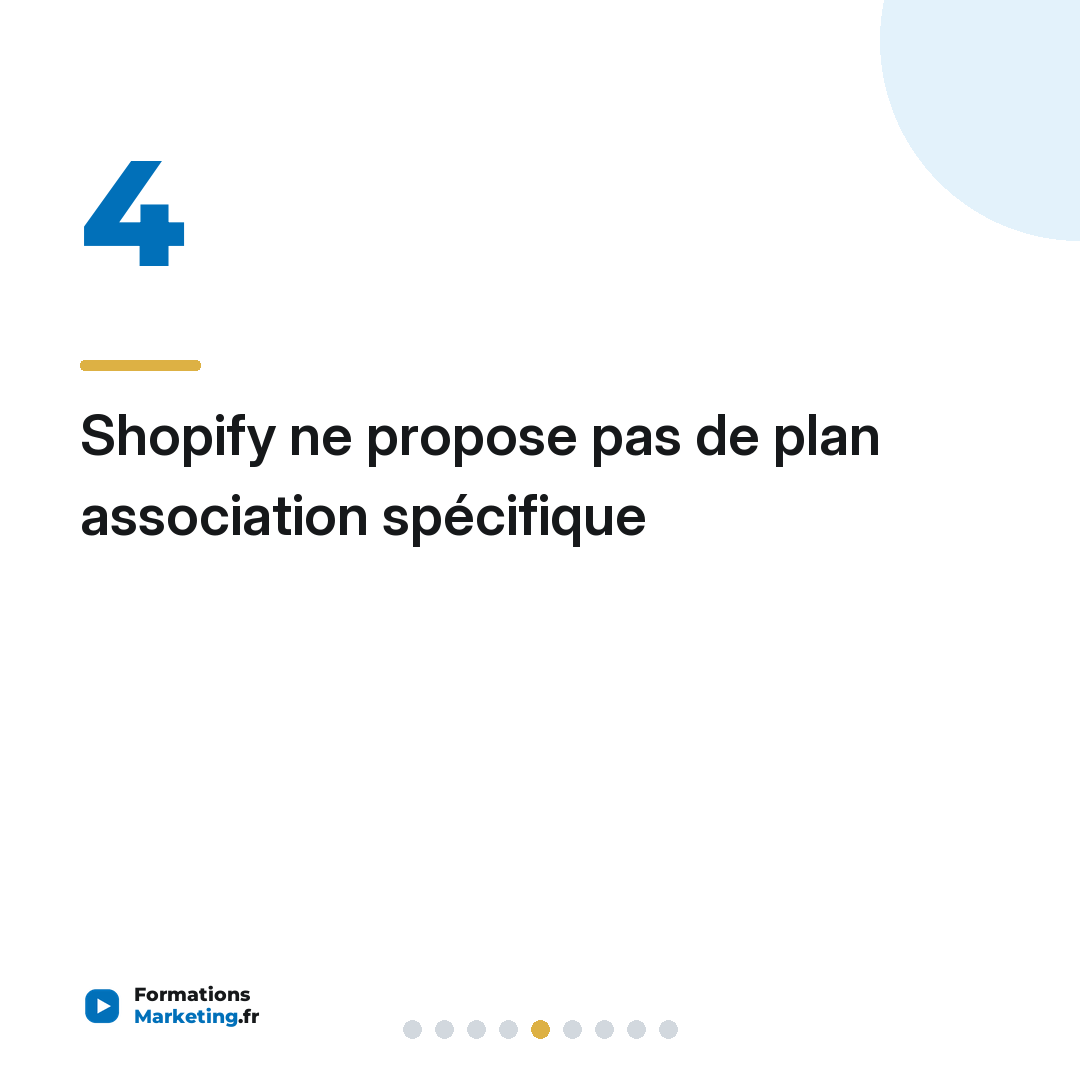 Shopify ne propose pas de plan association spécifique