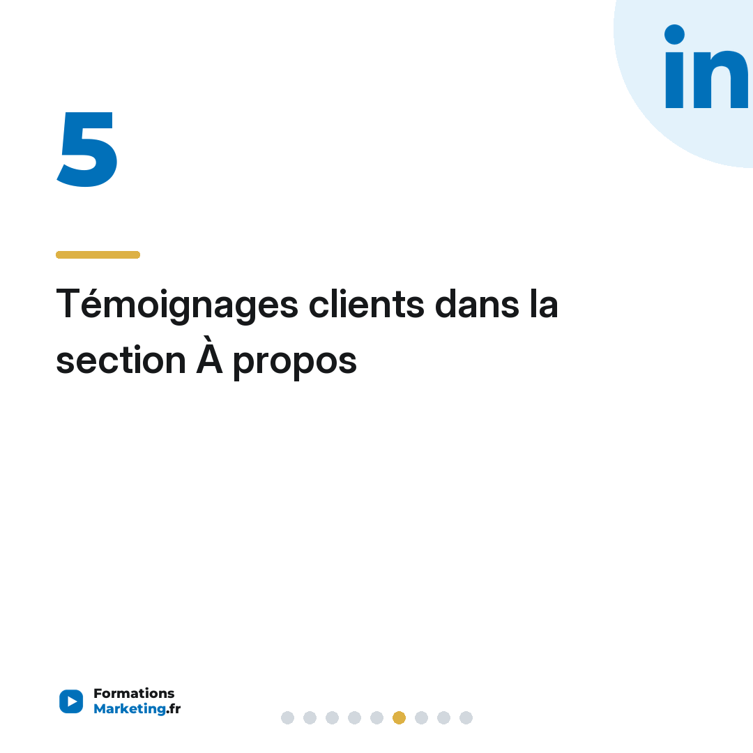 Témoignages clients dans la section À propos
