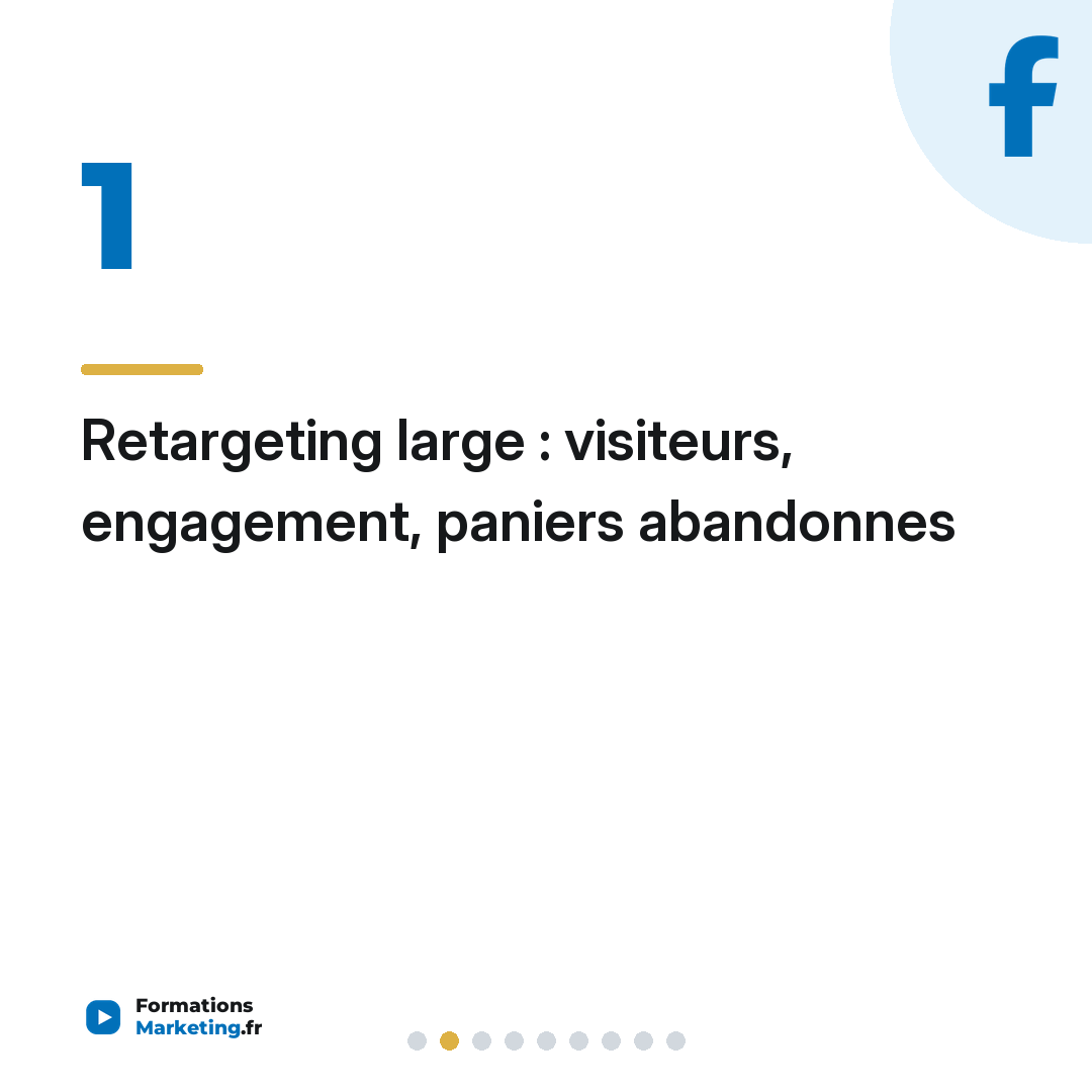 Retargeting large : visiteurs, engagement, paniers abandonnes