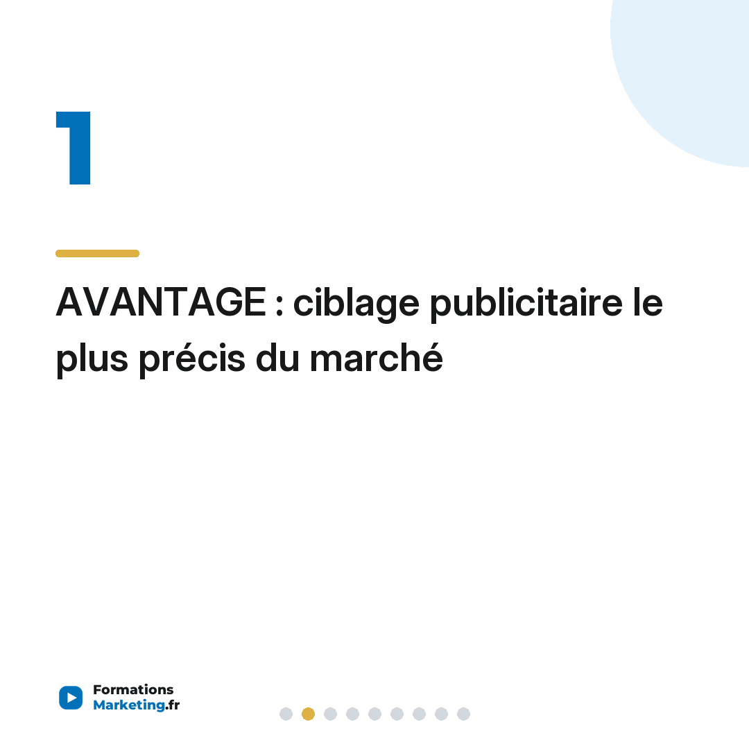 AVANTAGE : ciblage publicitaire le plus précis du marché