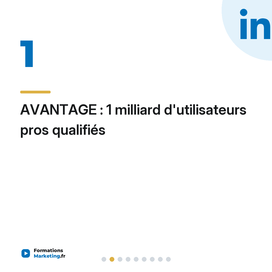 AVANTAGE : 1 milliard d'utilisateurs pros qualifiés