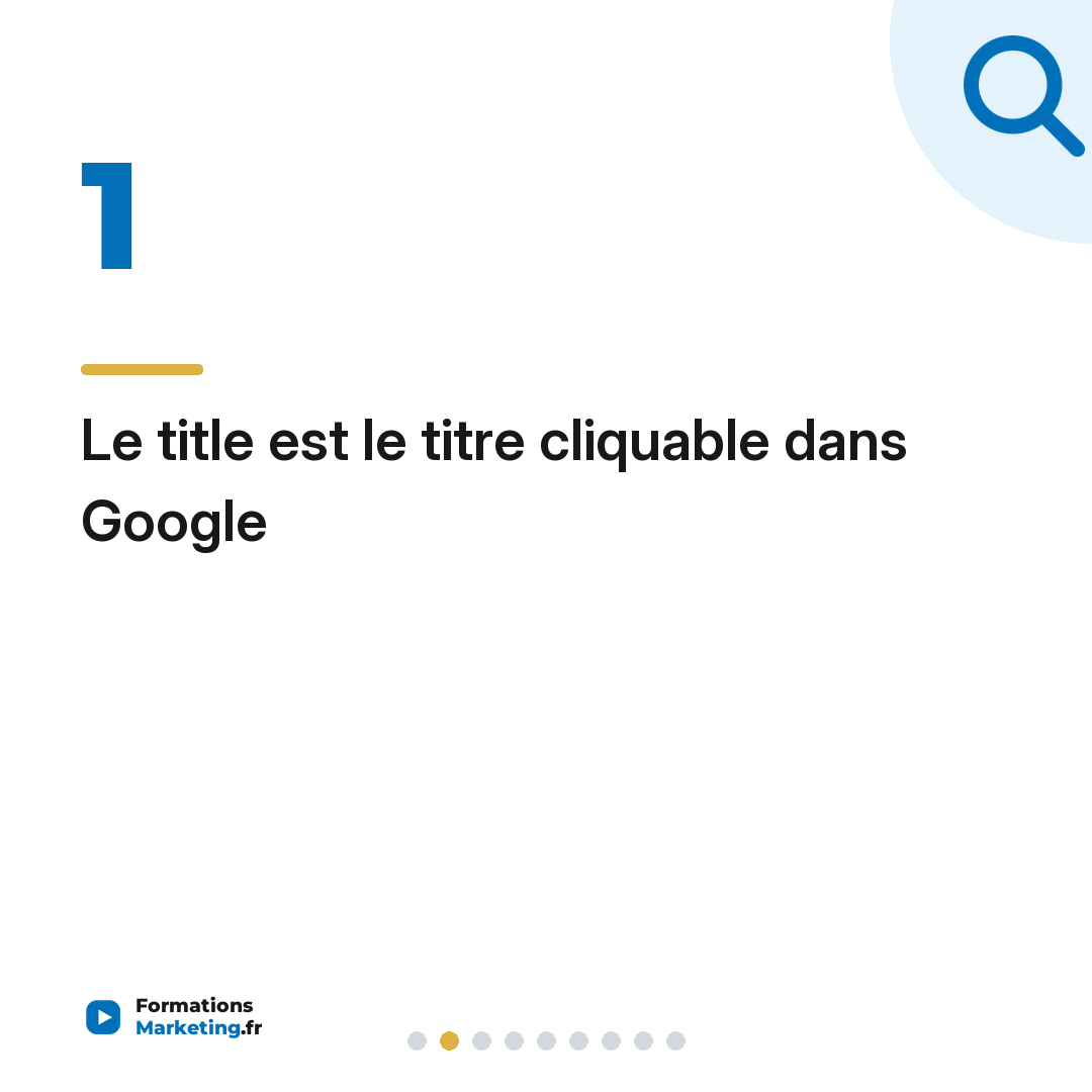 Le title est le titre cliquable dans Google