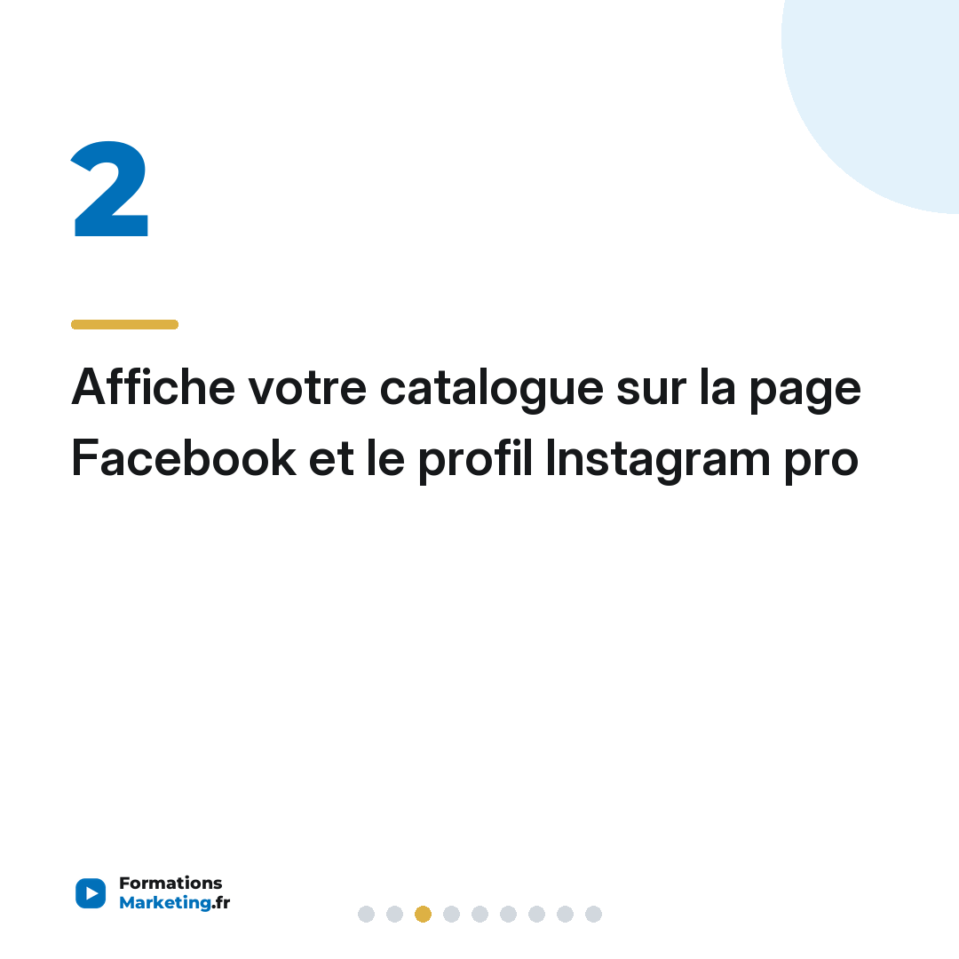 Affiche votre catalogue sur la page Facebook et le profil Instagram pro