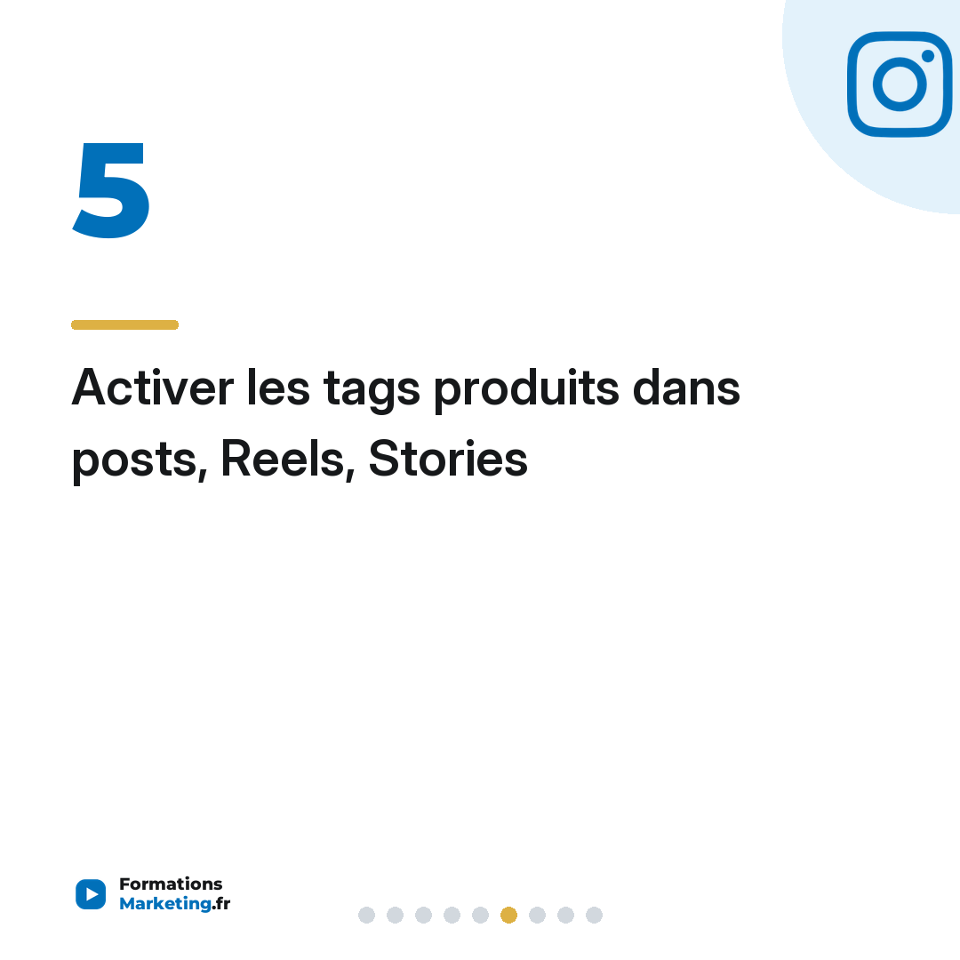 Activer les tags produits dans posts, Reels, Stories