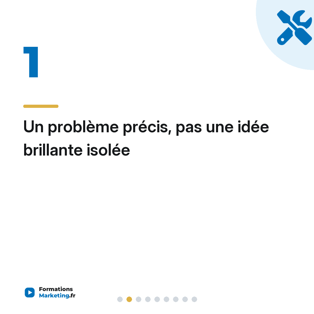 Un problème précis, pas une idée brillante isolée