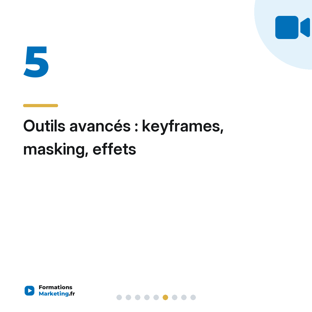 Outils avancés : keyframes, masking, effets
