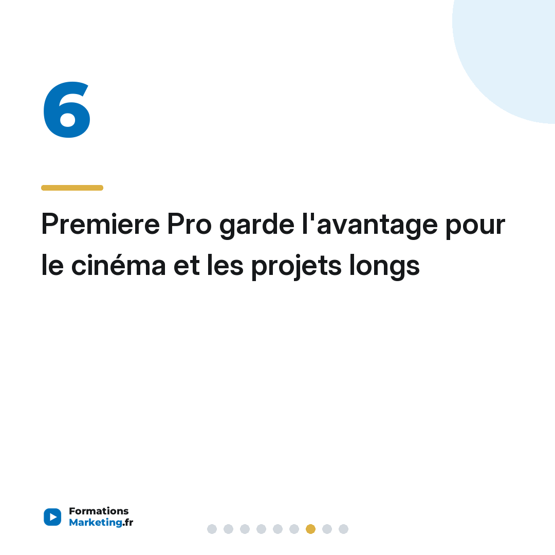 Premiere Pro garde l'avantage pour le cinéma et les projets longs