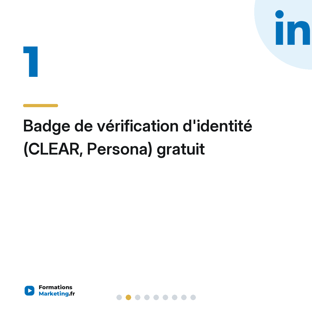 Badge de vérification d'identité (CLEAR, Persona) gratuit