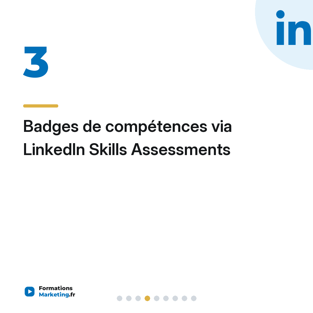 Badges de compétences via LinkedIn Skills Assessments