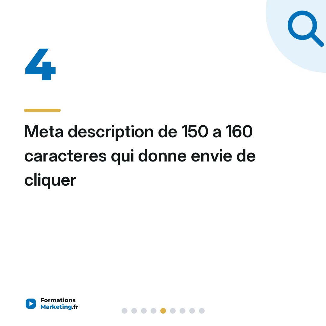Meta description de 150 a 160 caracteres qui donne envie de cliquer