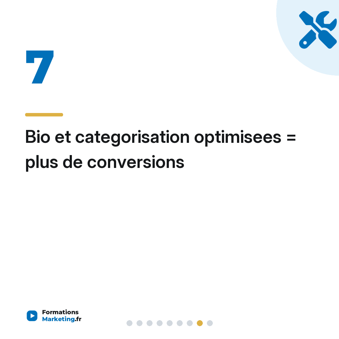 Bio et categorisation optimisees = plus de conversions