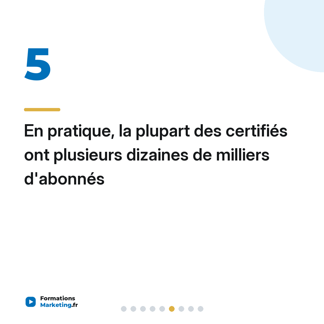 En pratique, la plupart des certifiés ont plusieurs dizaines de milliers d'abonnés