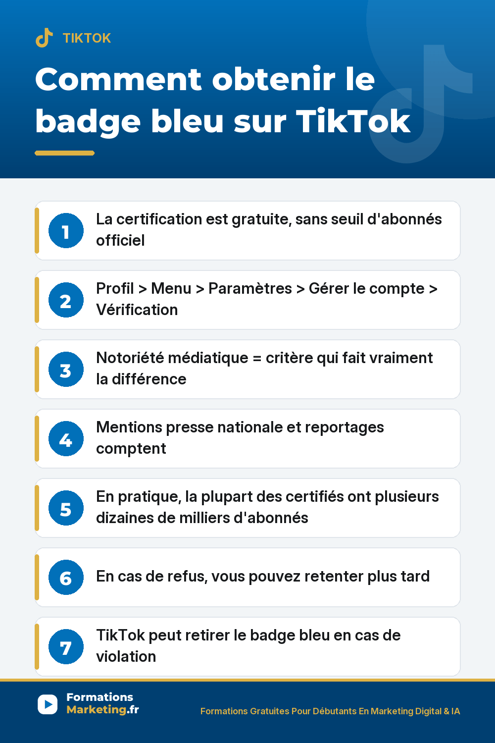 comment etre certifie sur tiktok pinterest Comment être certifié sur TikTok badge bleu : demande gratuite dans Paramètres, pas de seuil d'abonnés officiel, notoriété médiatique critère décisif, mentions presse nationale