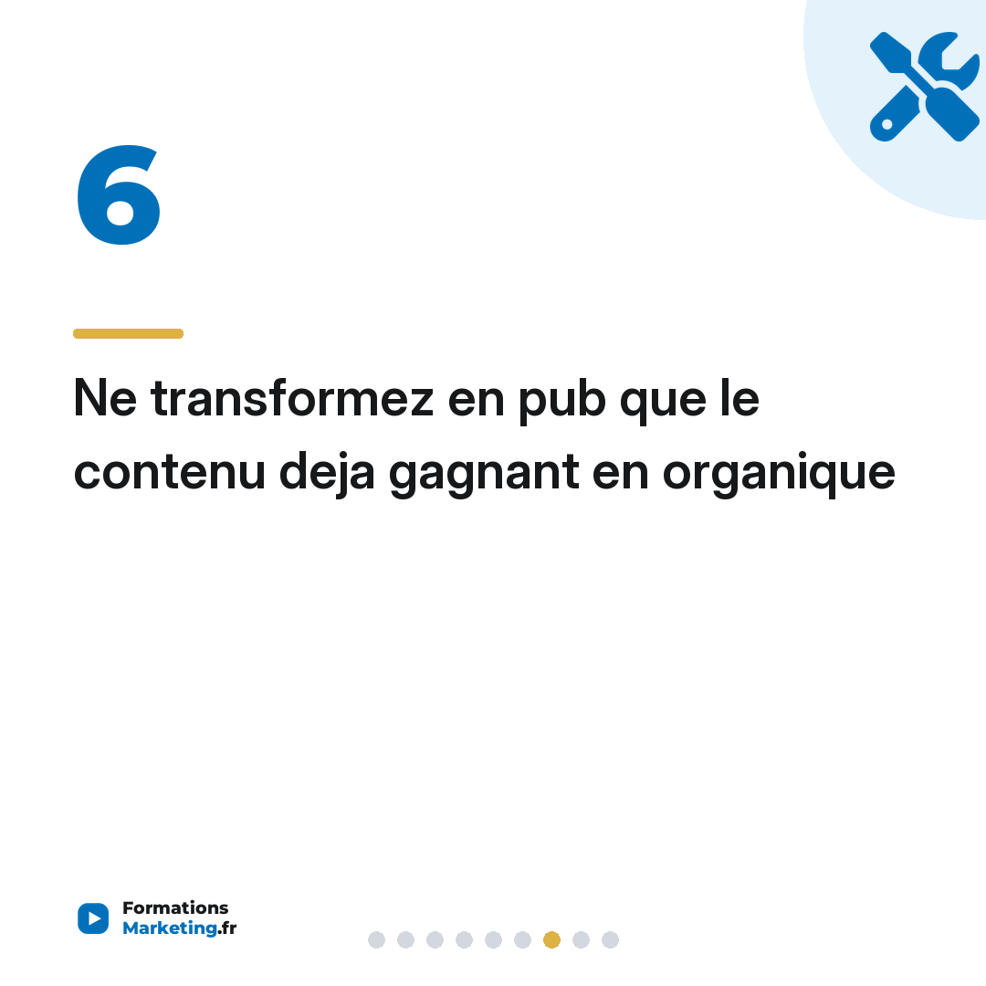 Ne transformez en pub que le contenu deja gagnant en organique