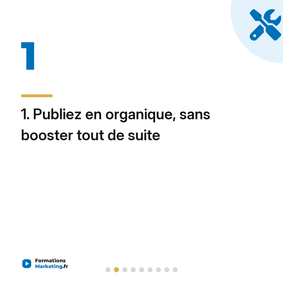 1. Publiez en organique, sans booster tout de suite