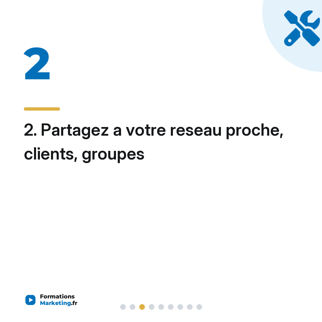 2. Partagez a votre reseau proche, clients, groupes