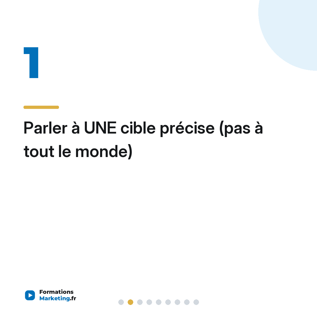 Parler à UNE cible précise (pas à tout le monde)