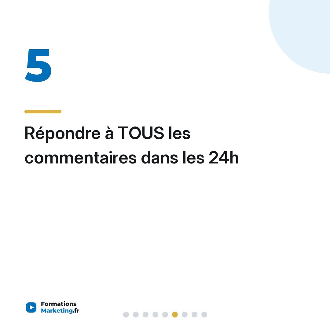 Répondre à TOUS les commentaires dans les 24h