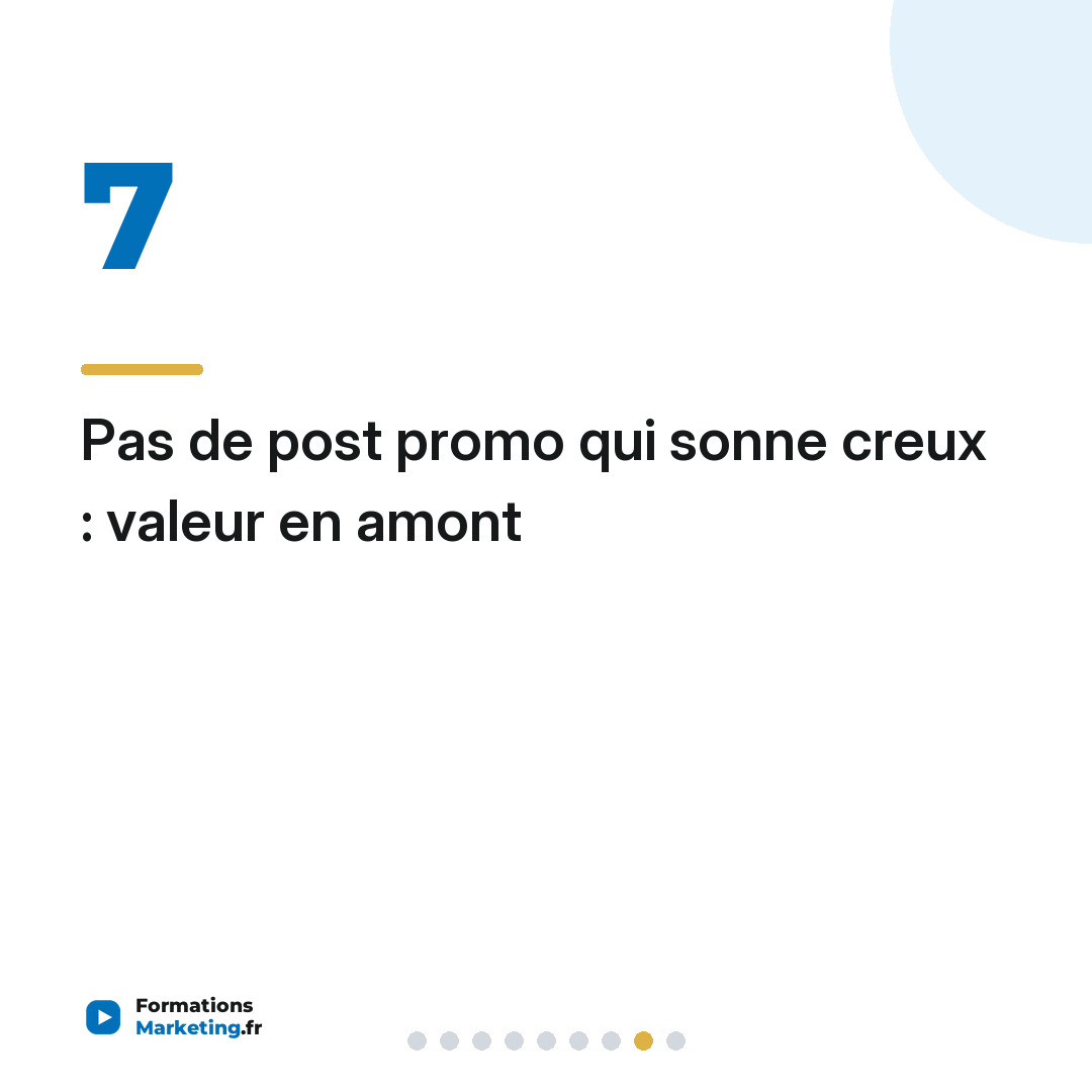Pas de post promo qui sonne creux : valeur en amont