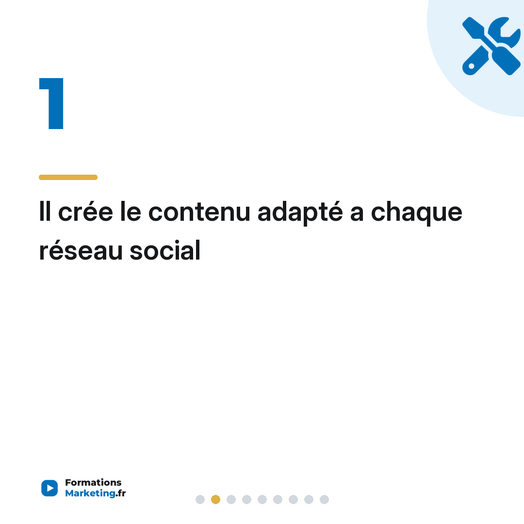 Il crée le contenu adapté a chaque réseau social