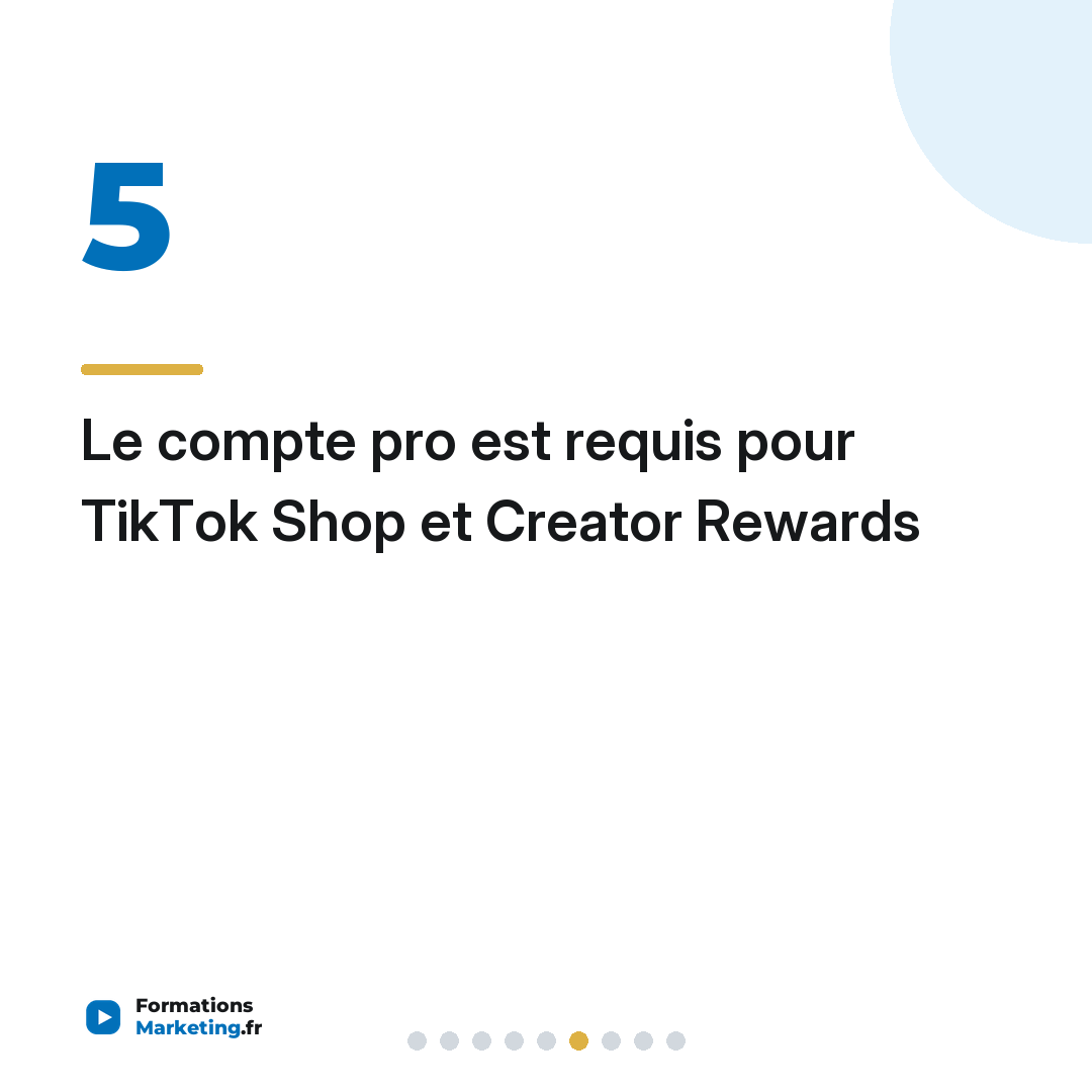 Le compte pro est requis pour TikTok Shop et Creator Rewards