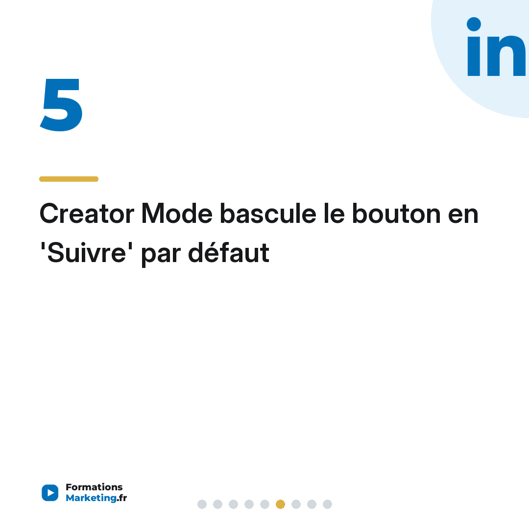 Creator Mode bascule le bouton en 'Suivre' par défaut