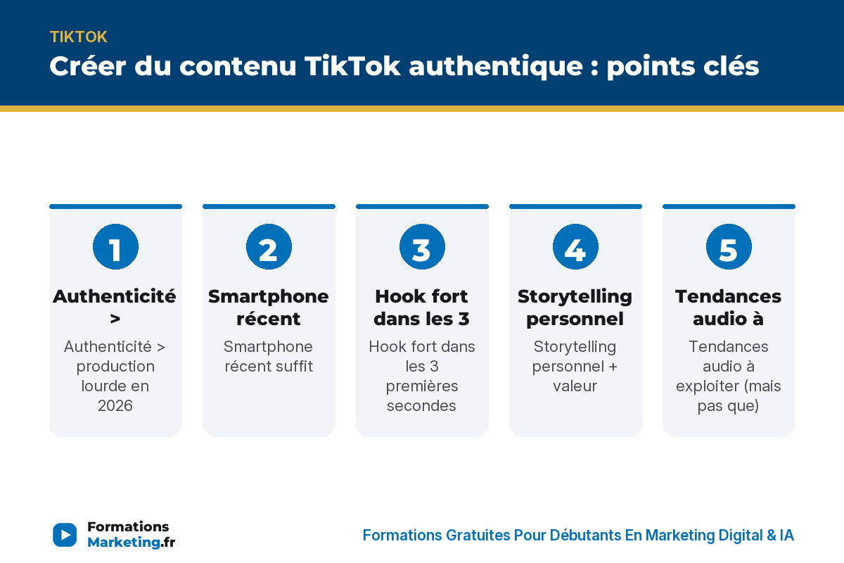 Créer du contenu TikTok authentique : points clés - formationsmarketing.fr
