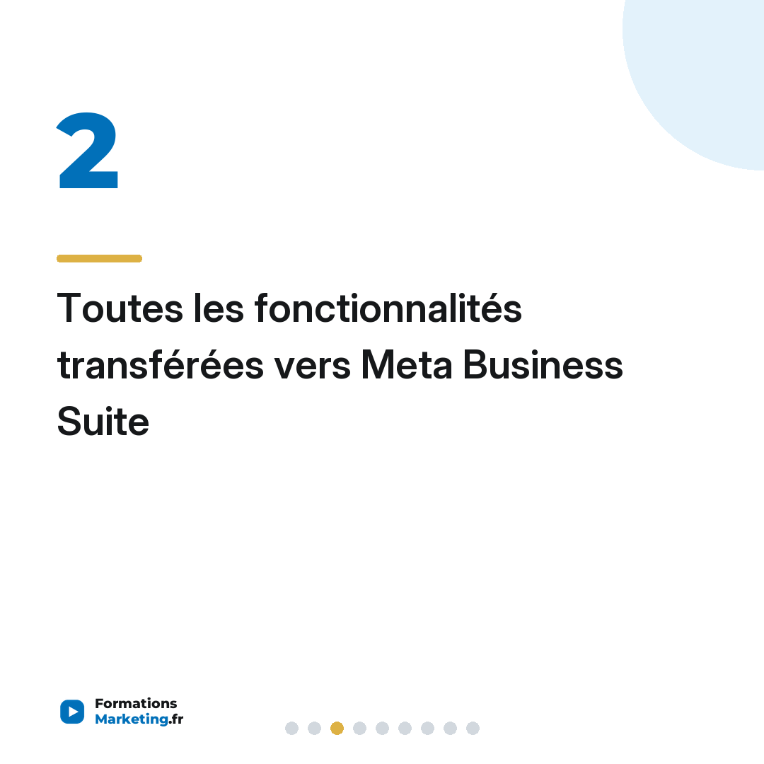 Toutes les fonctionnalités transférées vers Meta Business Suite