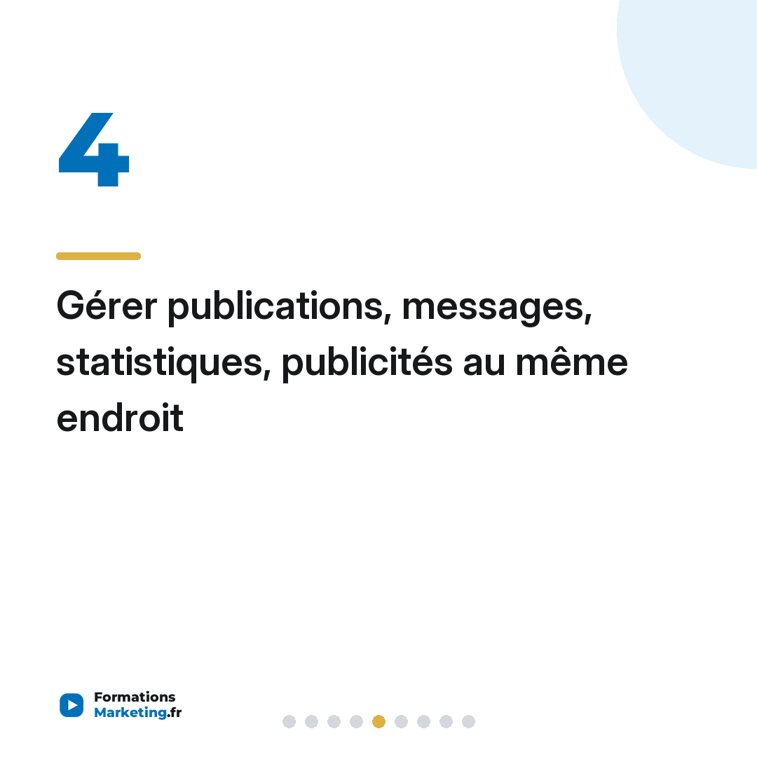 Gérer publications, messages, statistiques, publicités au même endroit