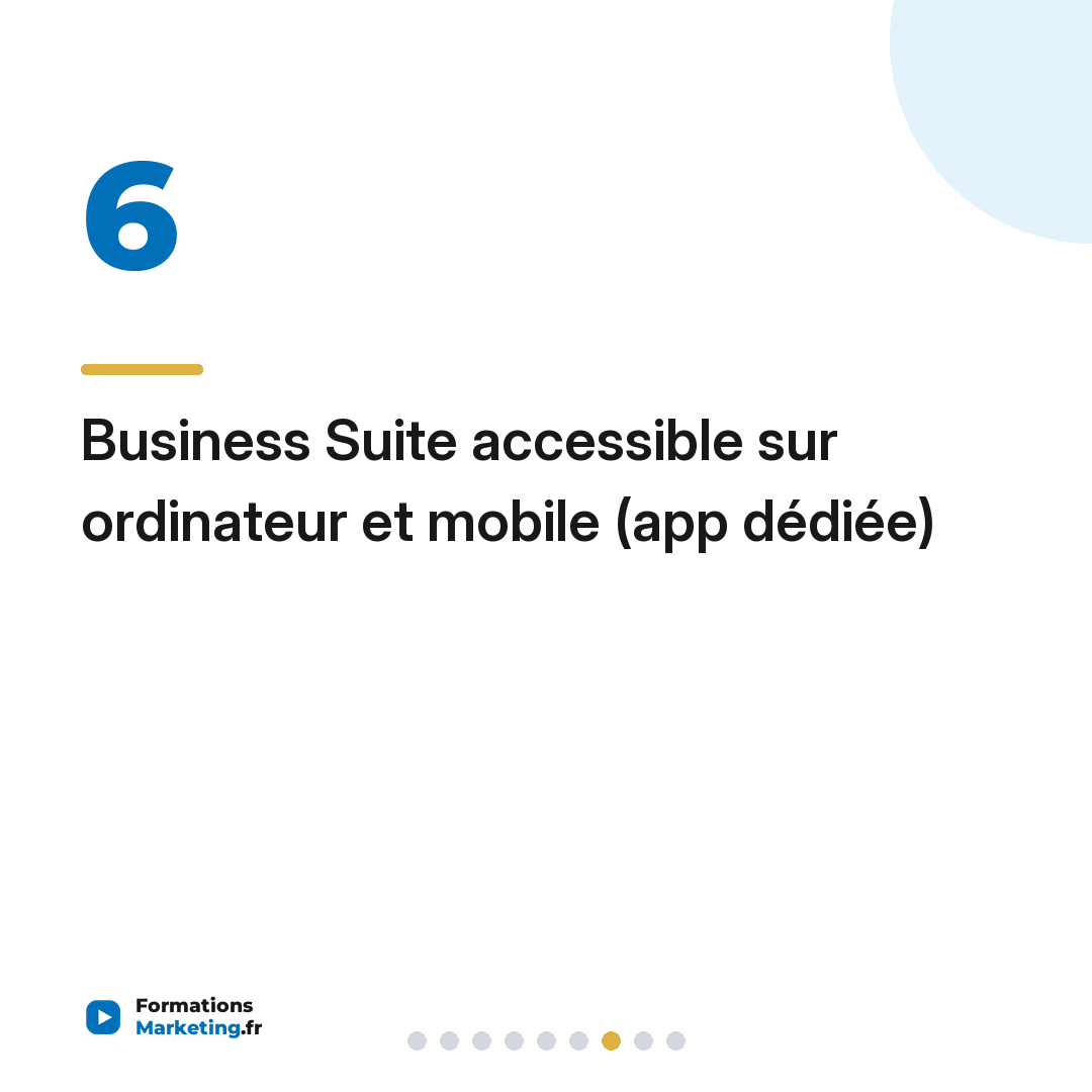 Business Suite accessible sur ordinateur et mobile (app dédiée)
