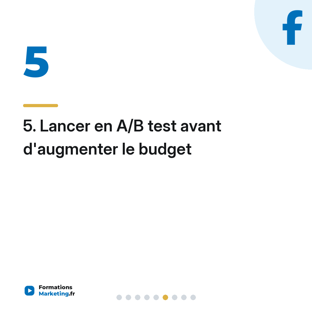 5. Lancer en A/B test avant d'augmenter le budget