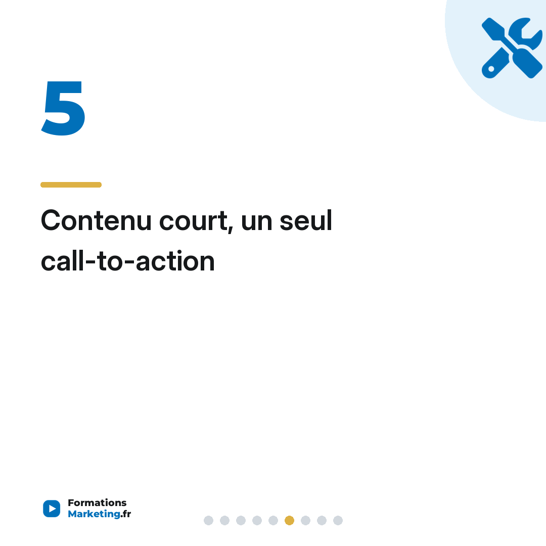 Contenu court, un seul call-to-action