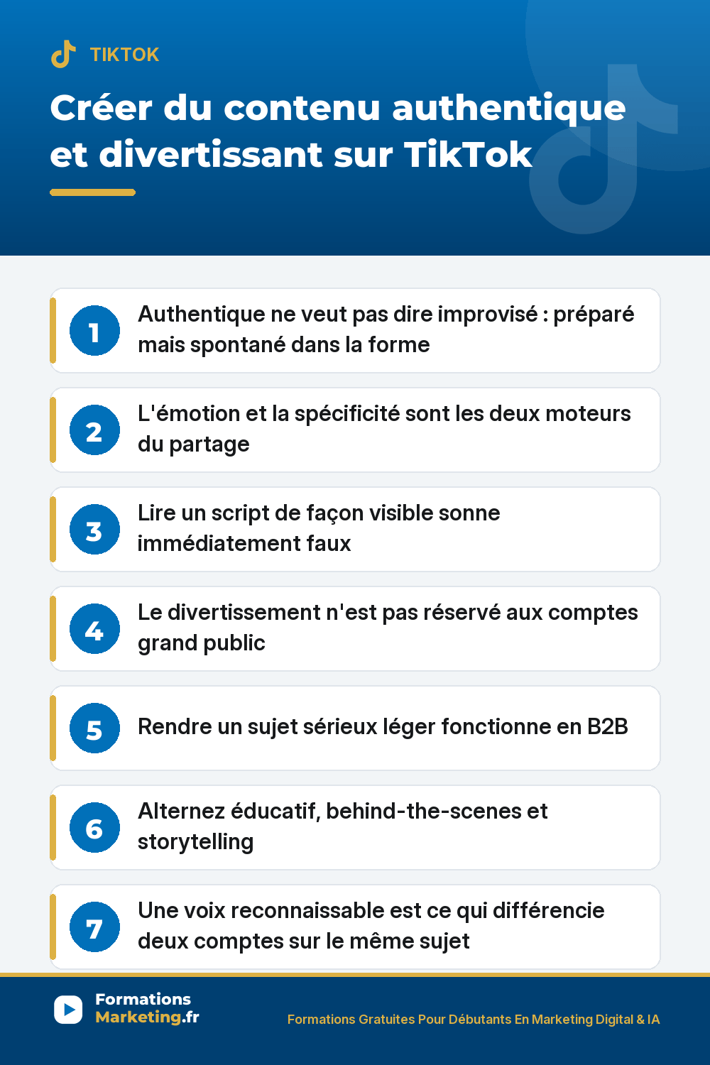 Créer du contenu authentique TikTok : préparé pas improvisé, émotion et spécificité moteurs du partage, voix reconnaissable, divertissement même en B2B
