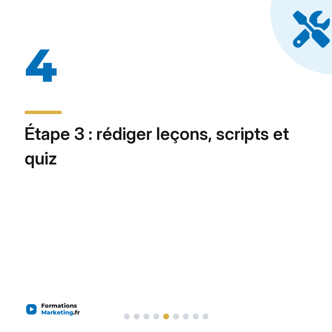Étape 3 : rédiger leçons, scripts et quiz