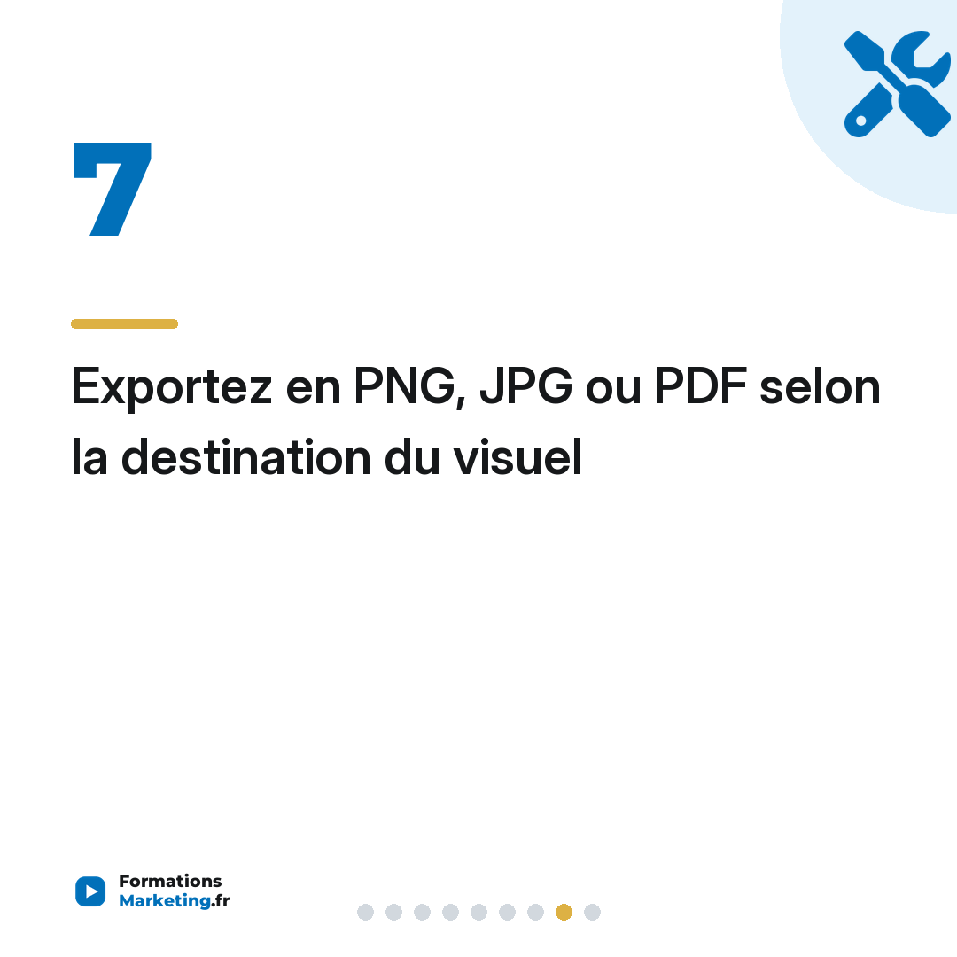 Exportez en PNG, JPG ou PDF selon la destination du visuel
