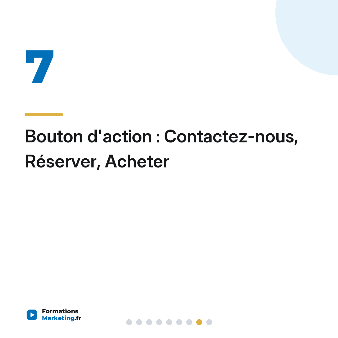 Bouton d'action : Contactez-nous, Réserver, Acheter