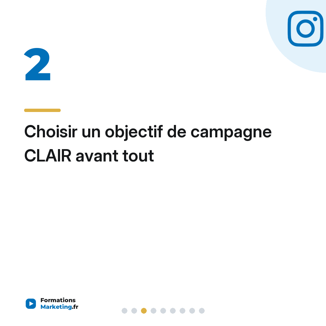 Choisir un objectif de campagne CLAIR avant tout