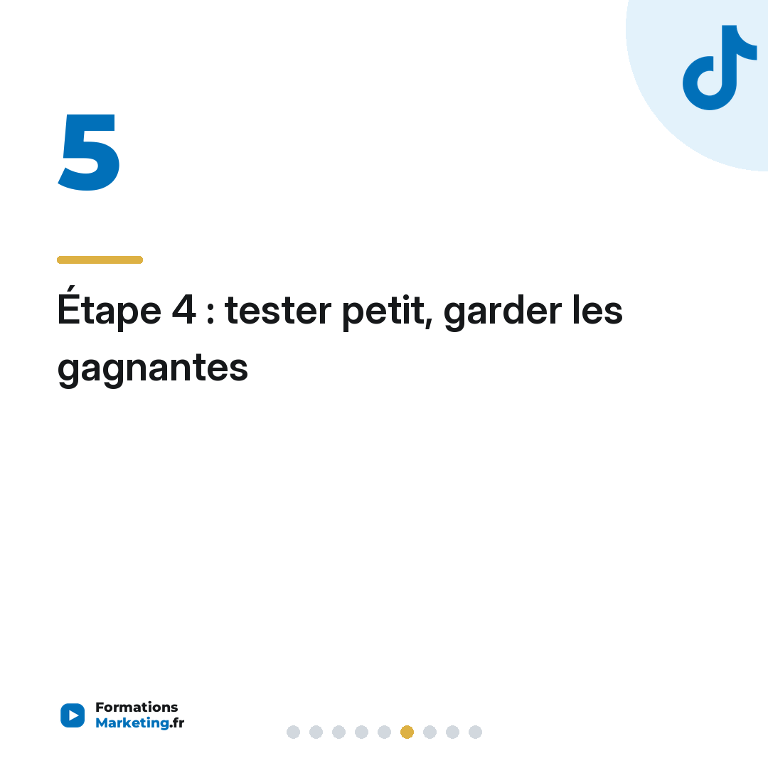 Étape 4 : tester petit, garder les gagnantes