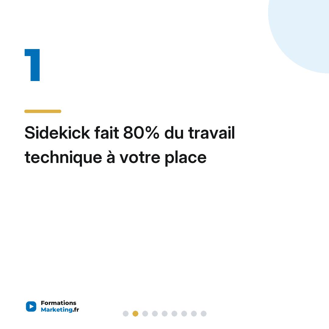 Sidekick fait 80% du travail technique à votre place