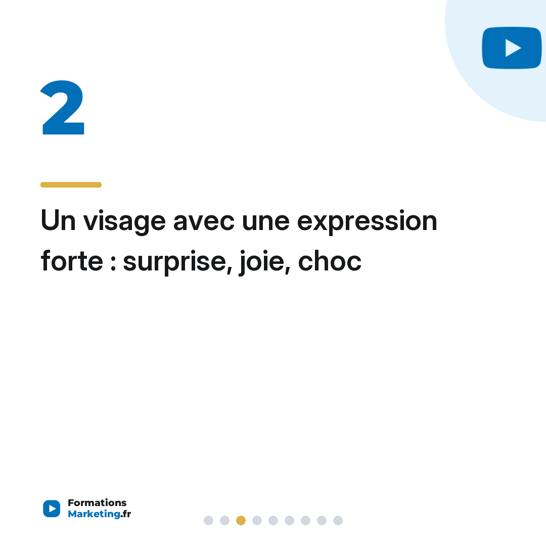 Un visage avec une expression forte : surprise, joie, choc