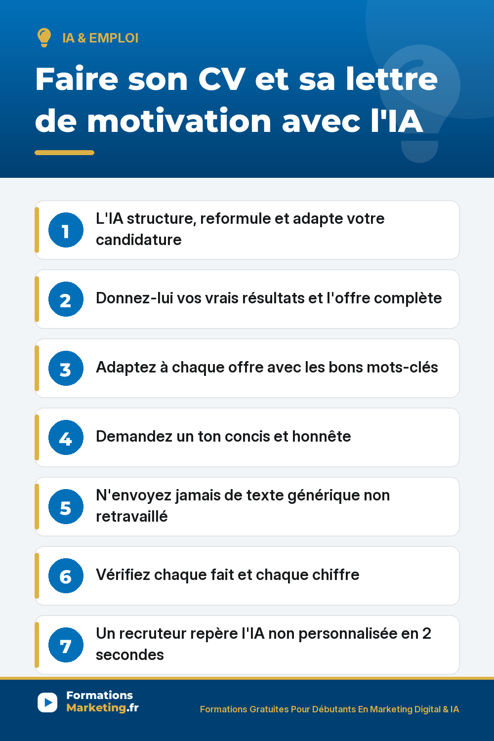 cv lettre motivation avec ia pinterest Faire son CV et sa lettre avec l'IA : structurer reformuler adapter, vos vrais résultats, ton concis, réécrire avec sa voix, vérifier les chiffres